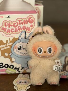 Labubu Pop Mart The Monsters Exciting Macaron Vinyl Face Plush - Soymilk